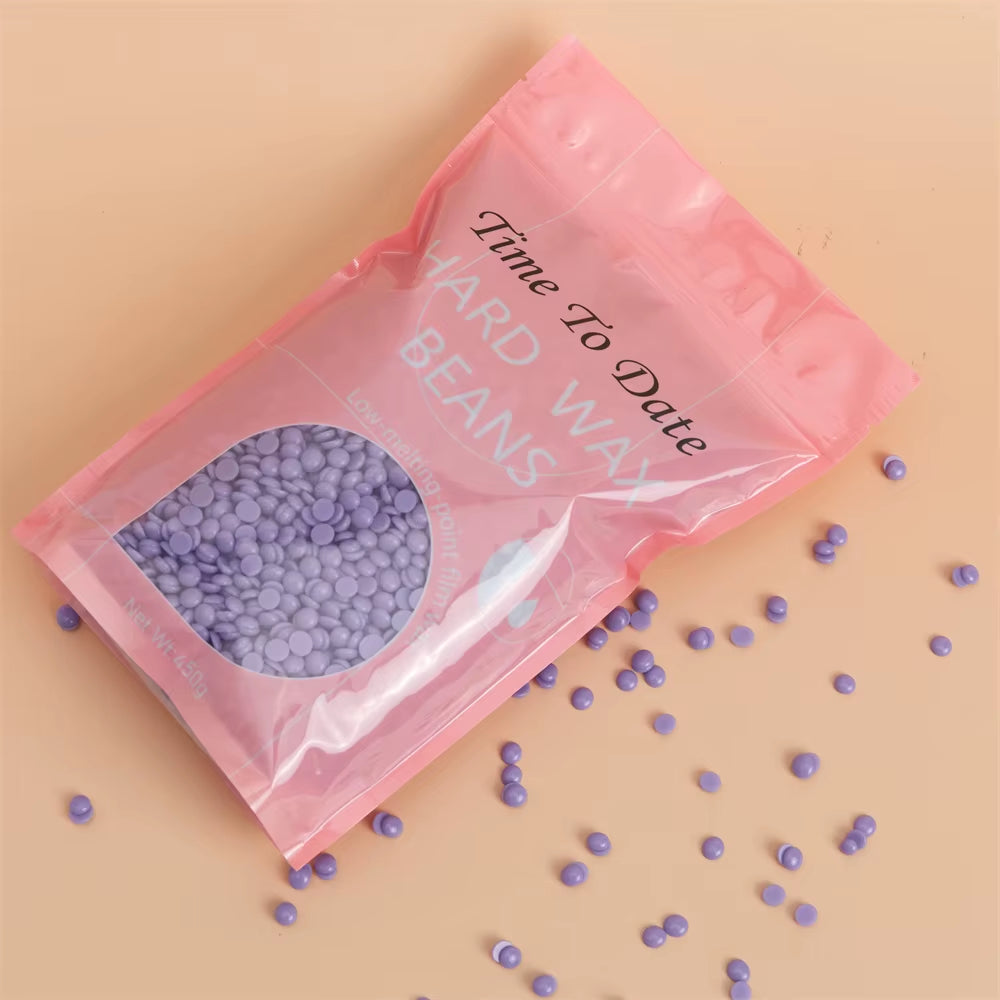 Time to Date 1Lb Rosin Free Glitter Lavender Luxury Strip Less Wax Beads Sensitive Skin 450G Brazilian Bikini Hair Removal Body